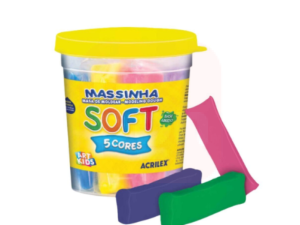 Massinha de Modelar Soft Acrilex 325g - Pote com 5 Cores